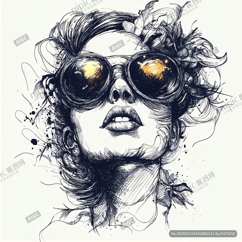墨镜人物插画