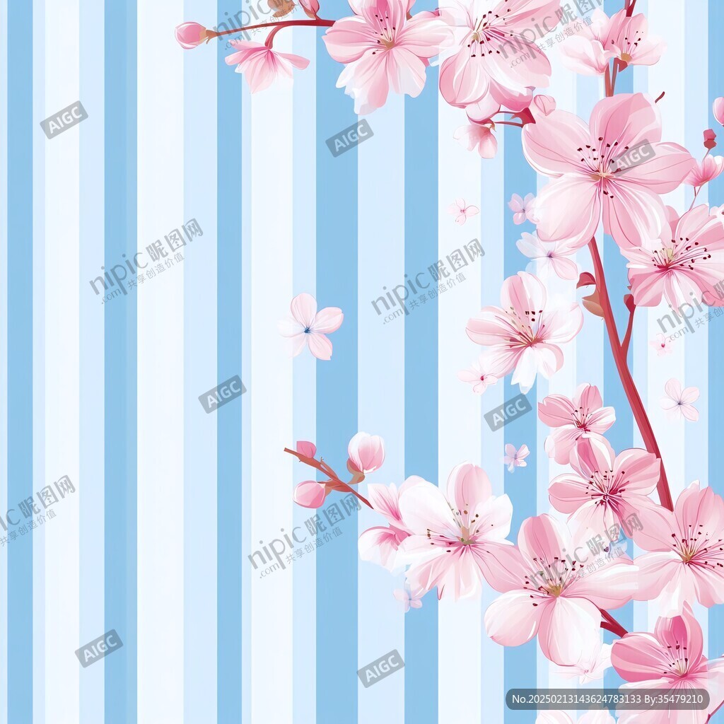 桃花蓝底图