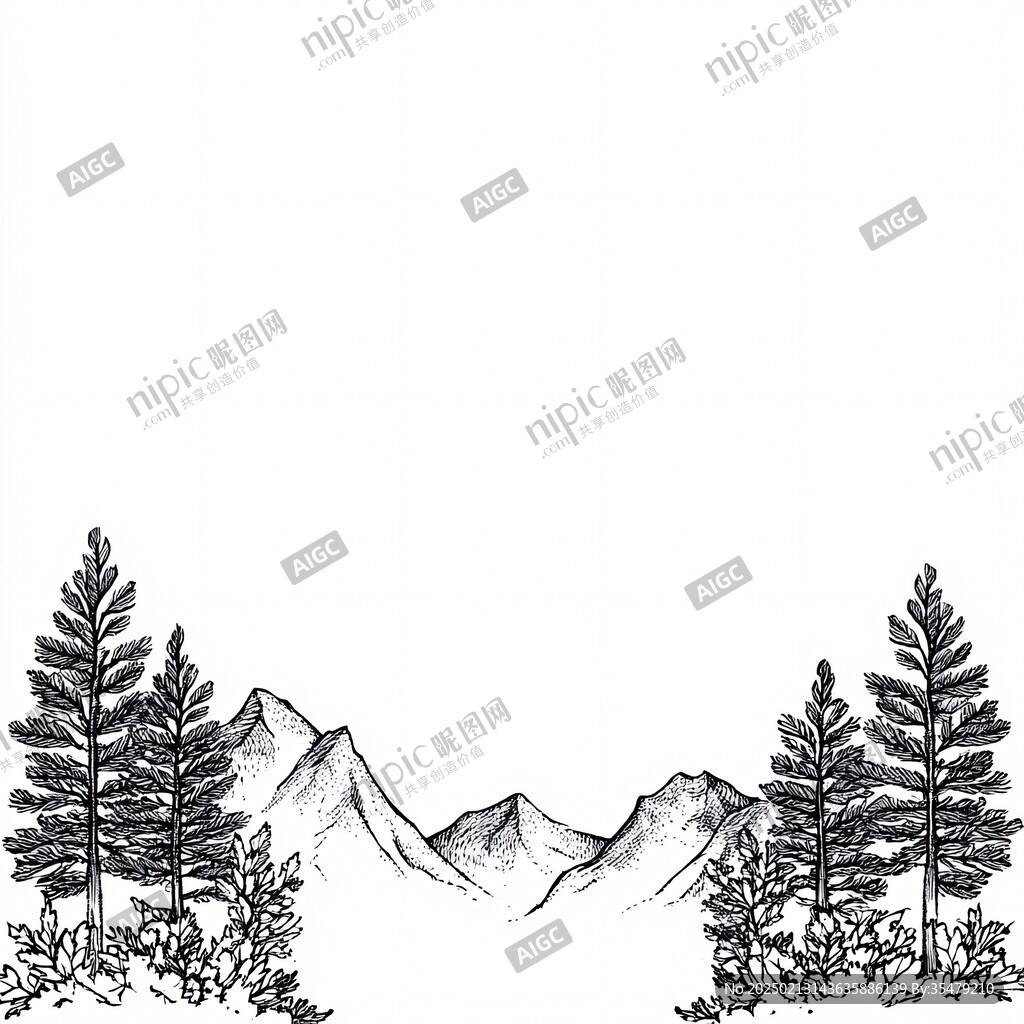 线描山手绘山