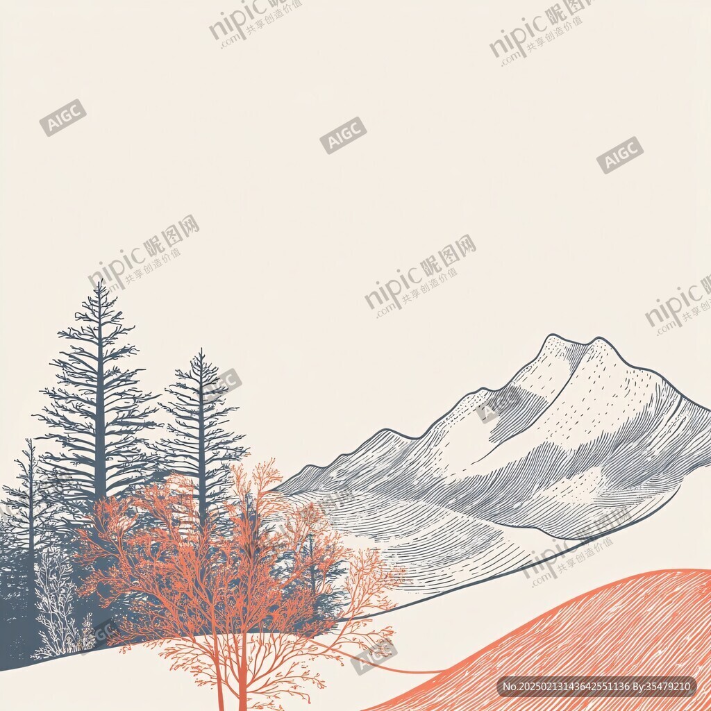 秋冬山景景色