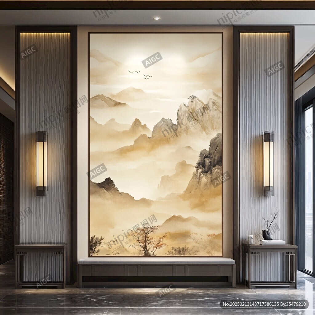 端景背景墙画