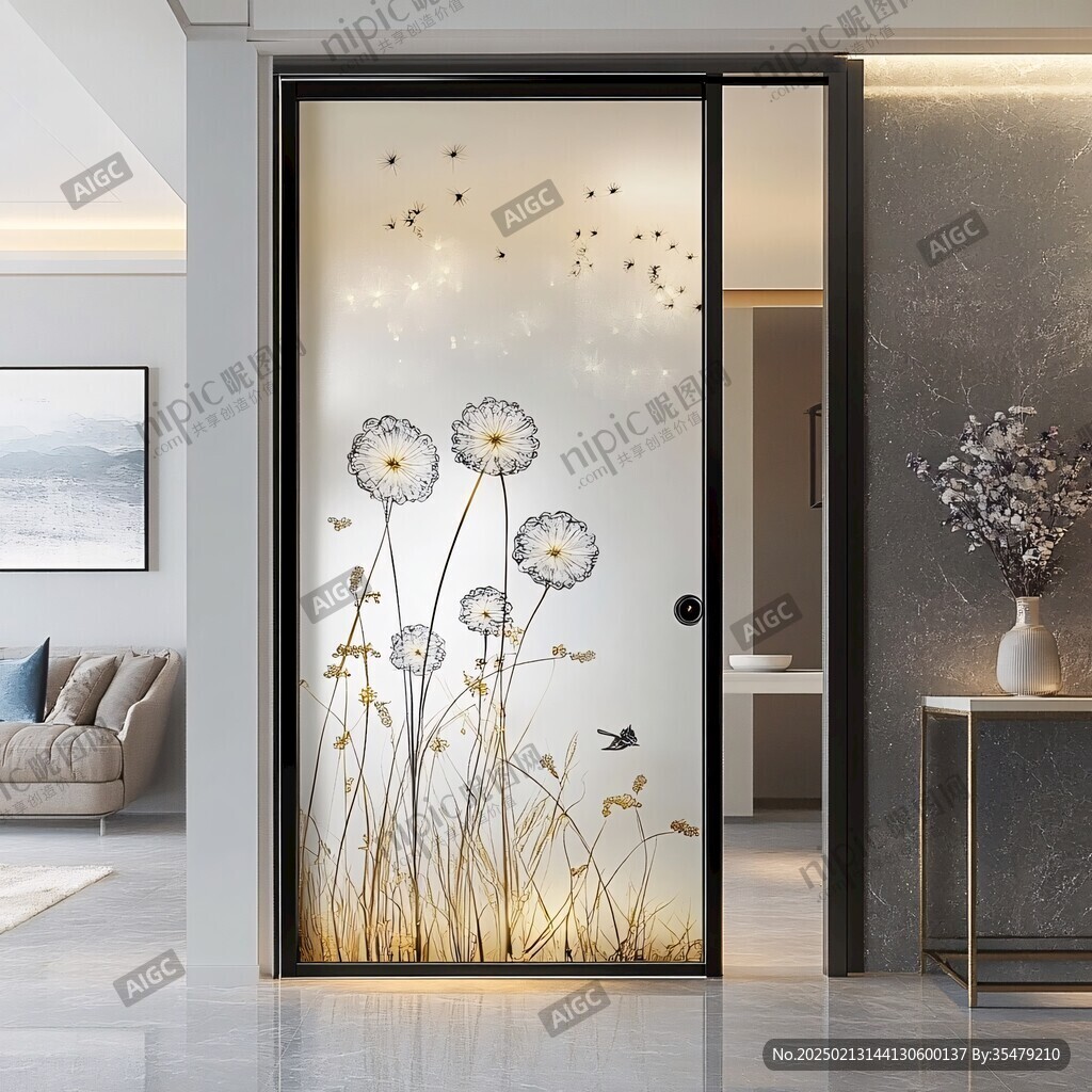 艺术玻璃推拉门