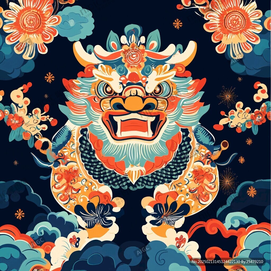 舞狮包装插画