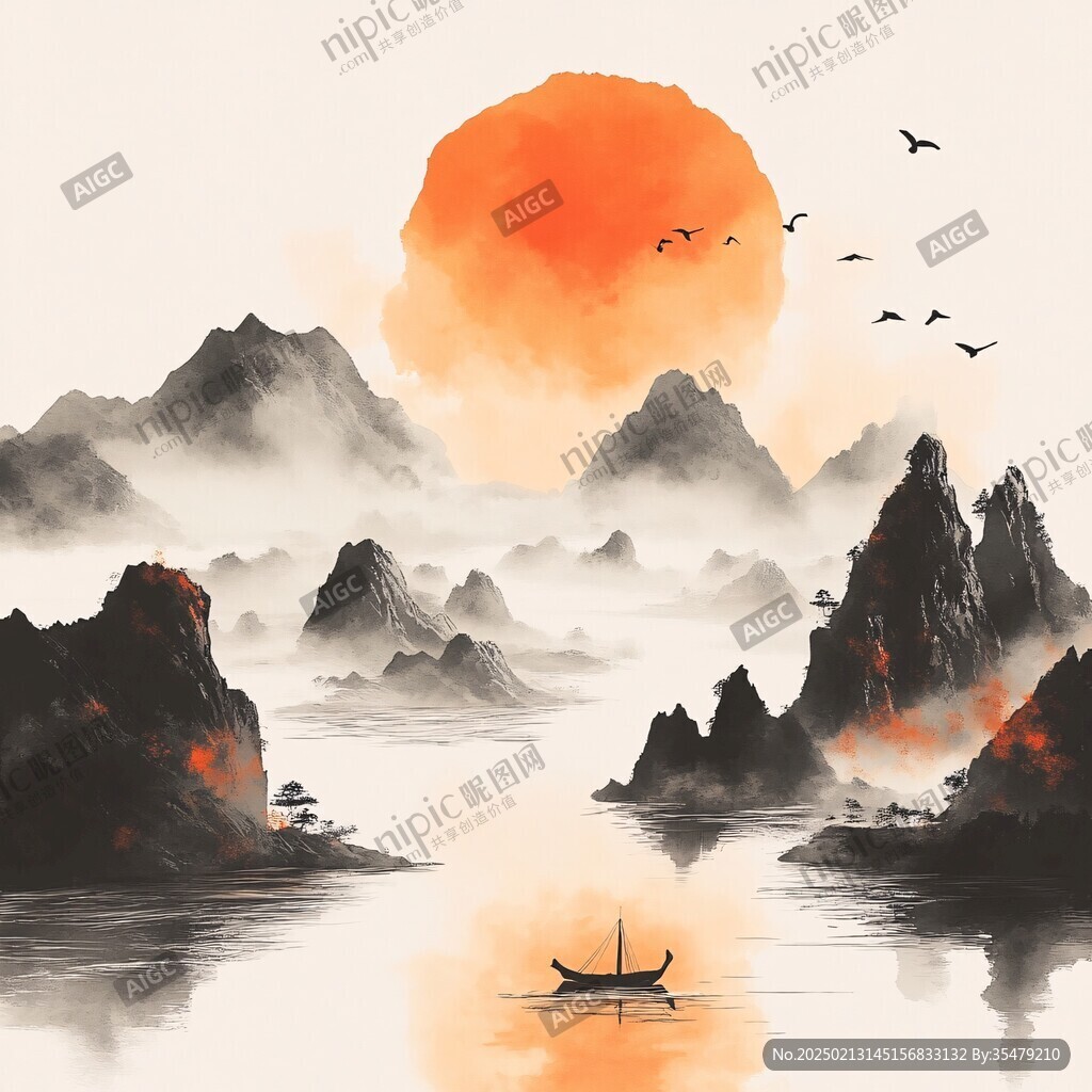 新中式金色山水
