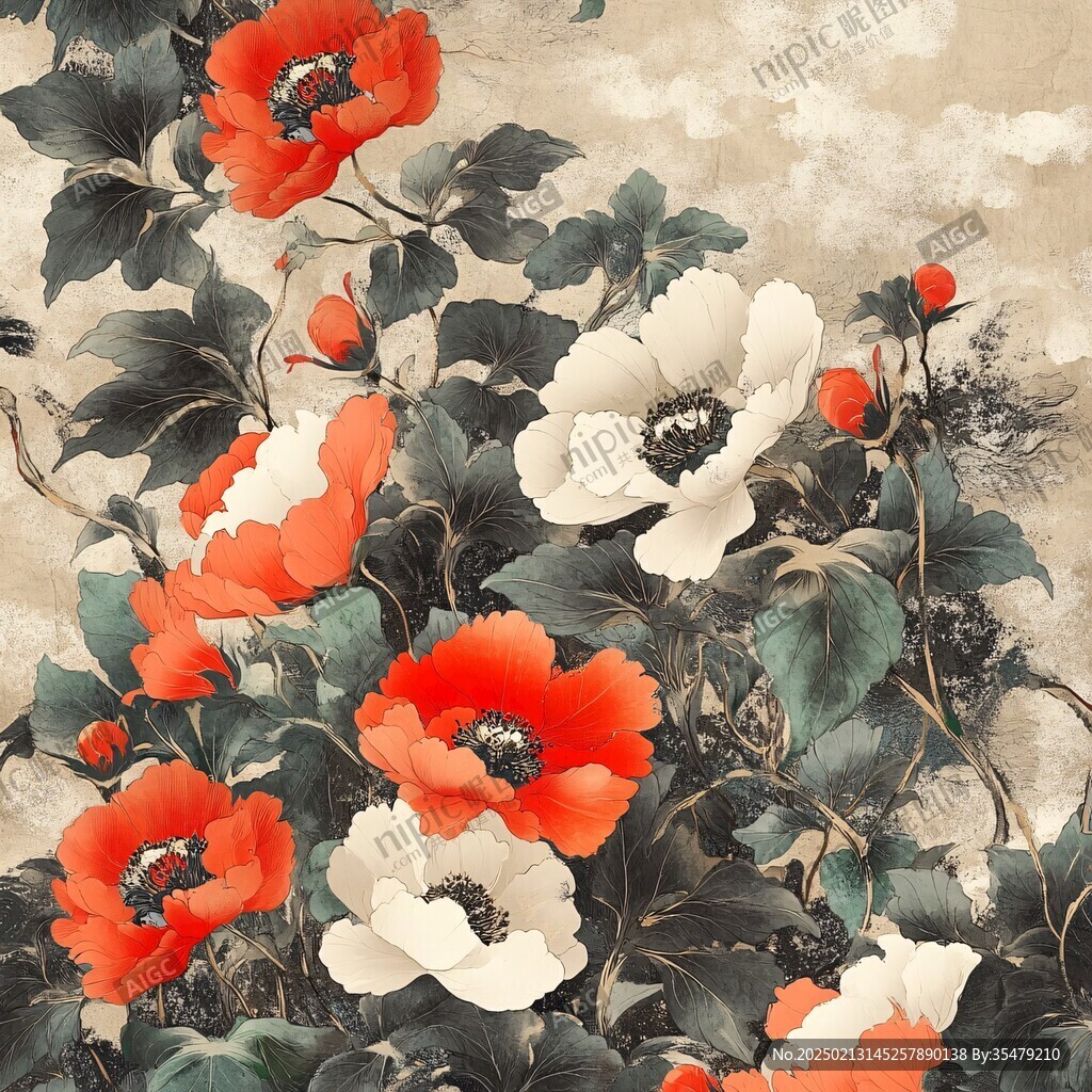 新中式牡丹花