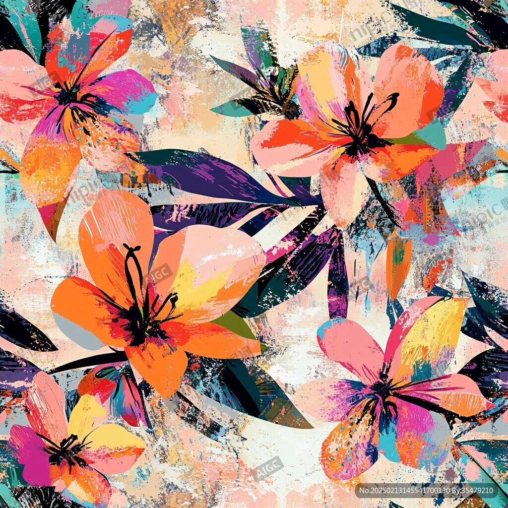 杨桃印花热带花卉