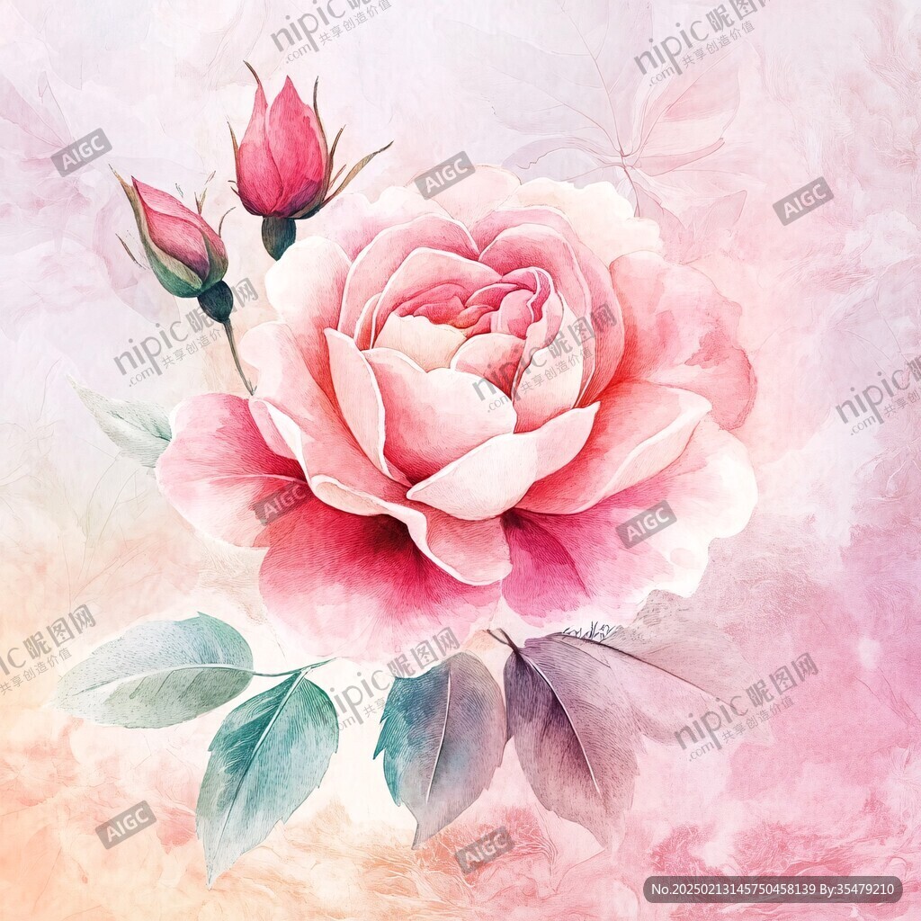 手绘玫瑰花装饰画