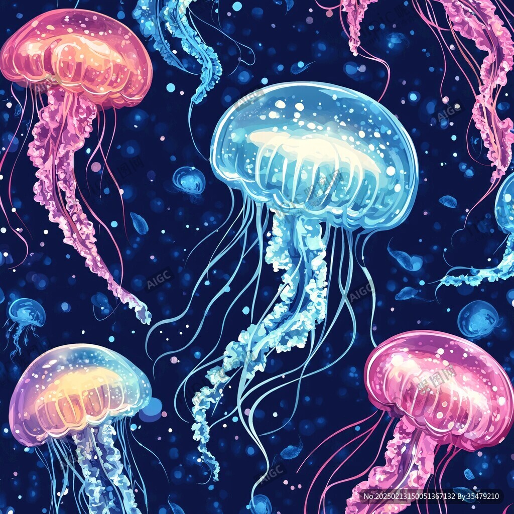 水母海洋插画