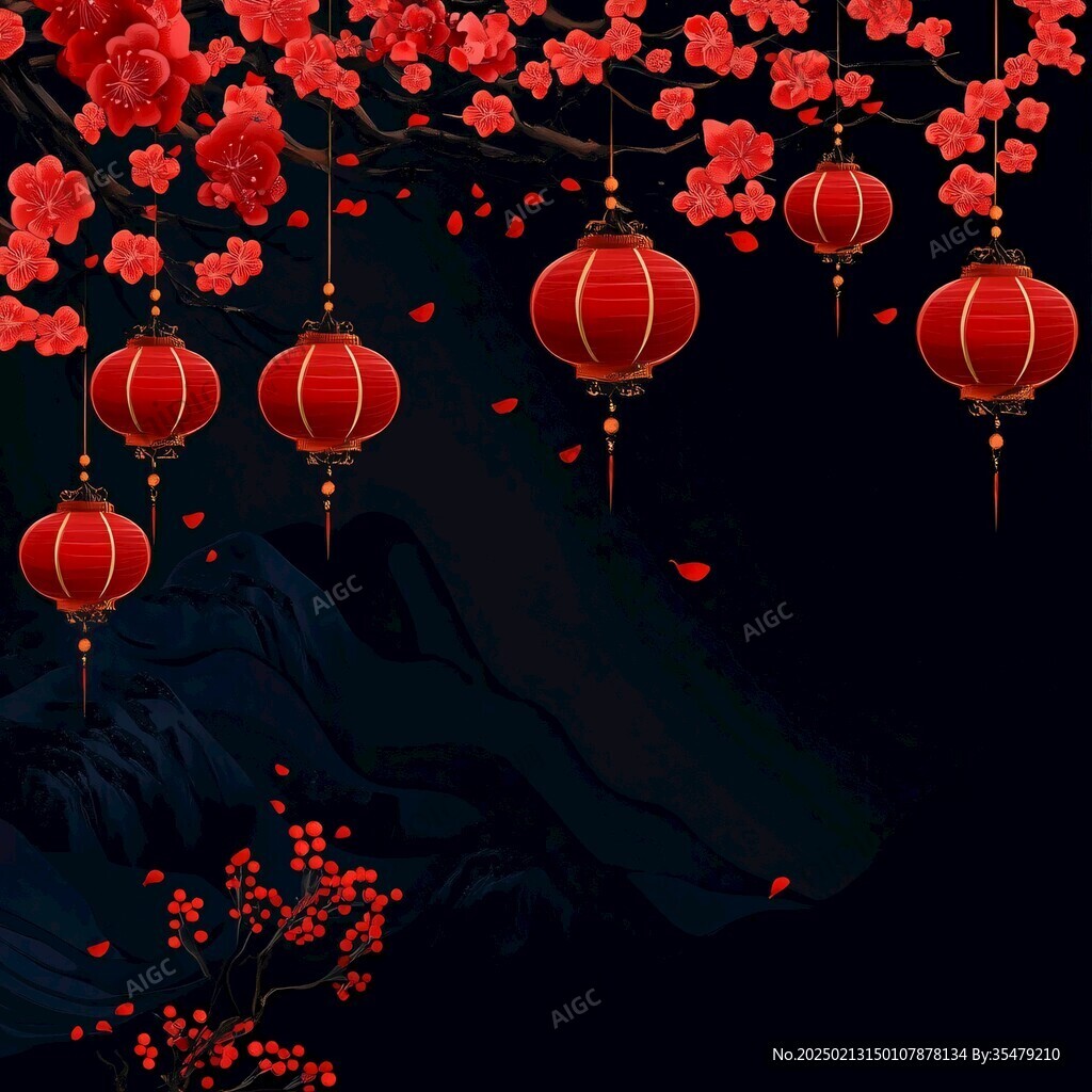 灯笼梅花背景图