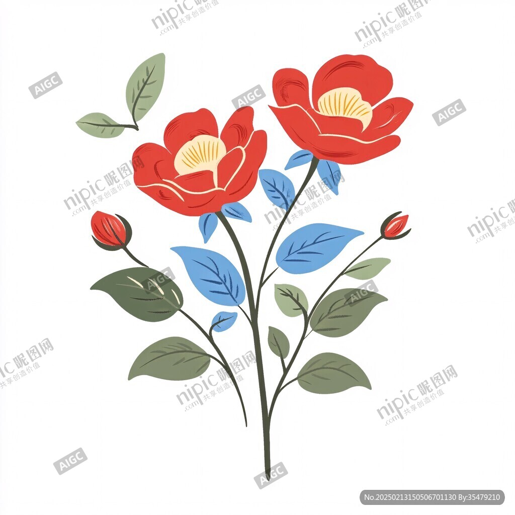 扁平化手绘花朵