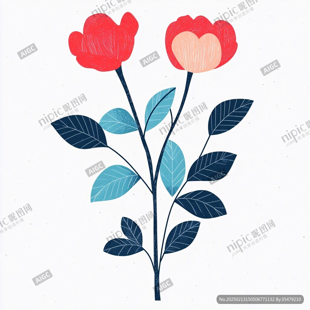 扁平化手绘花朵
