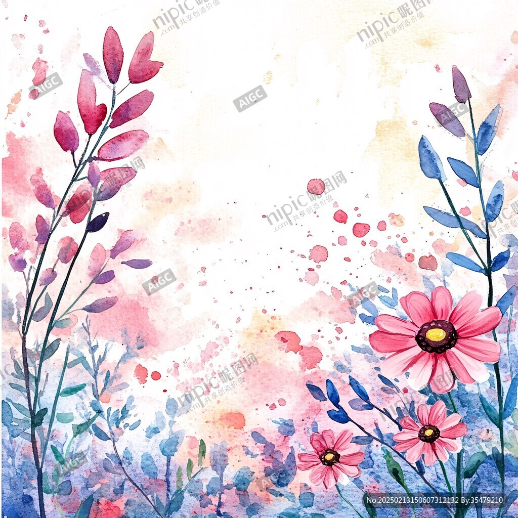 水彩格桑花装饰画