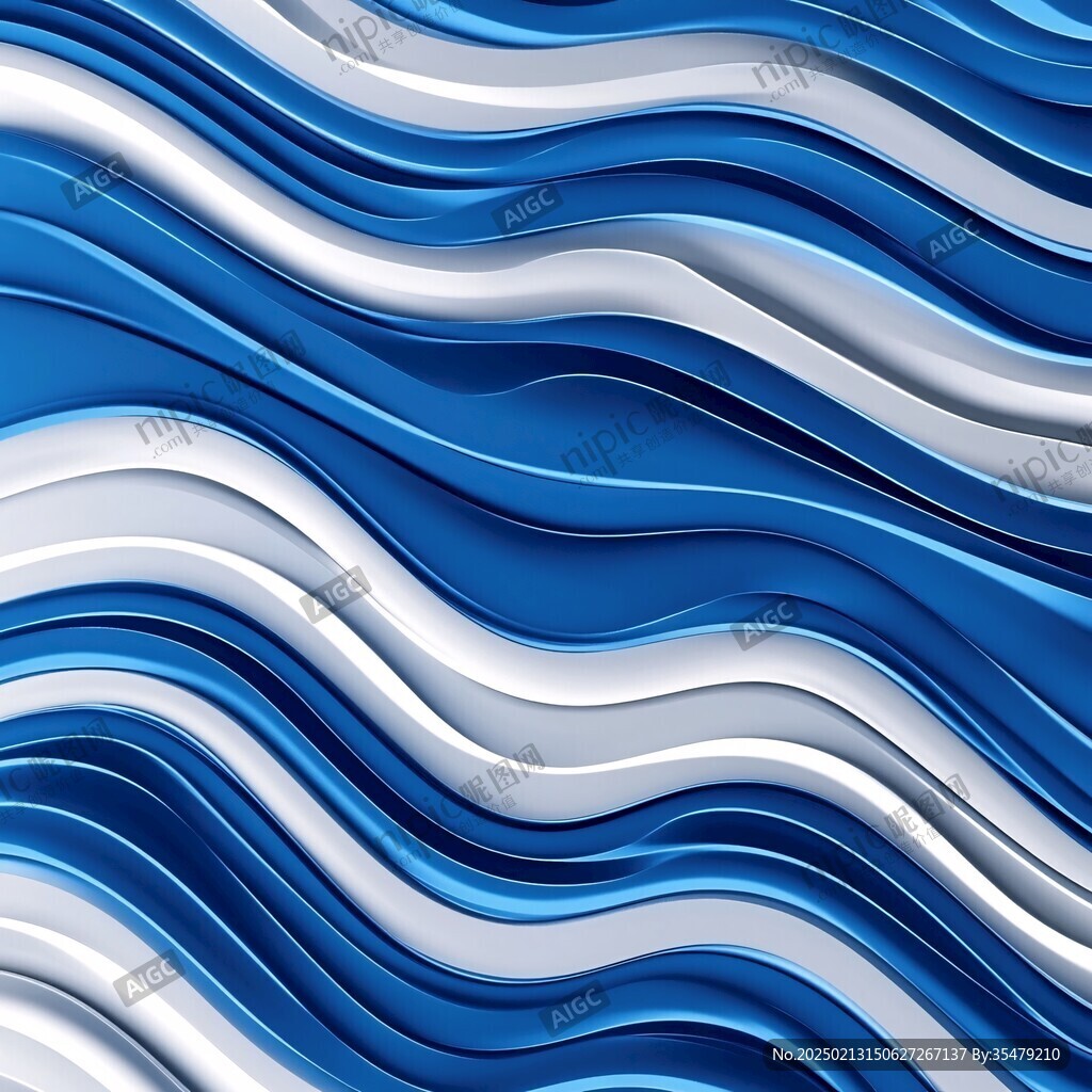 蓝白波浪线条