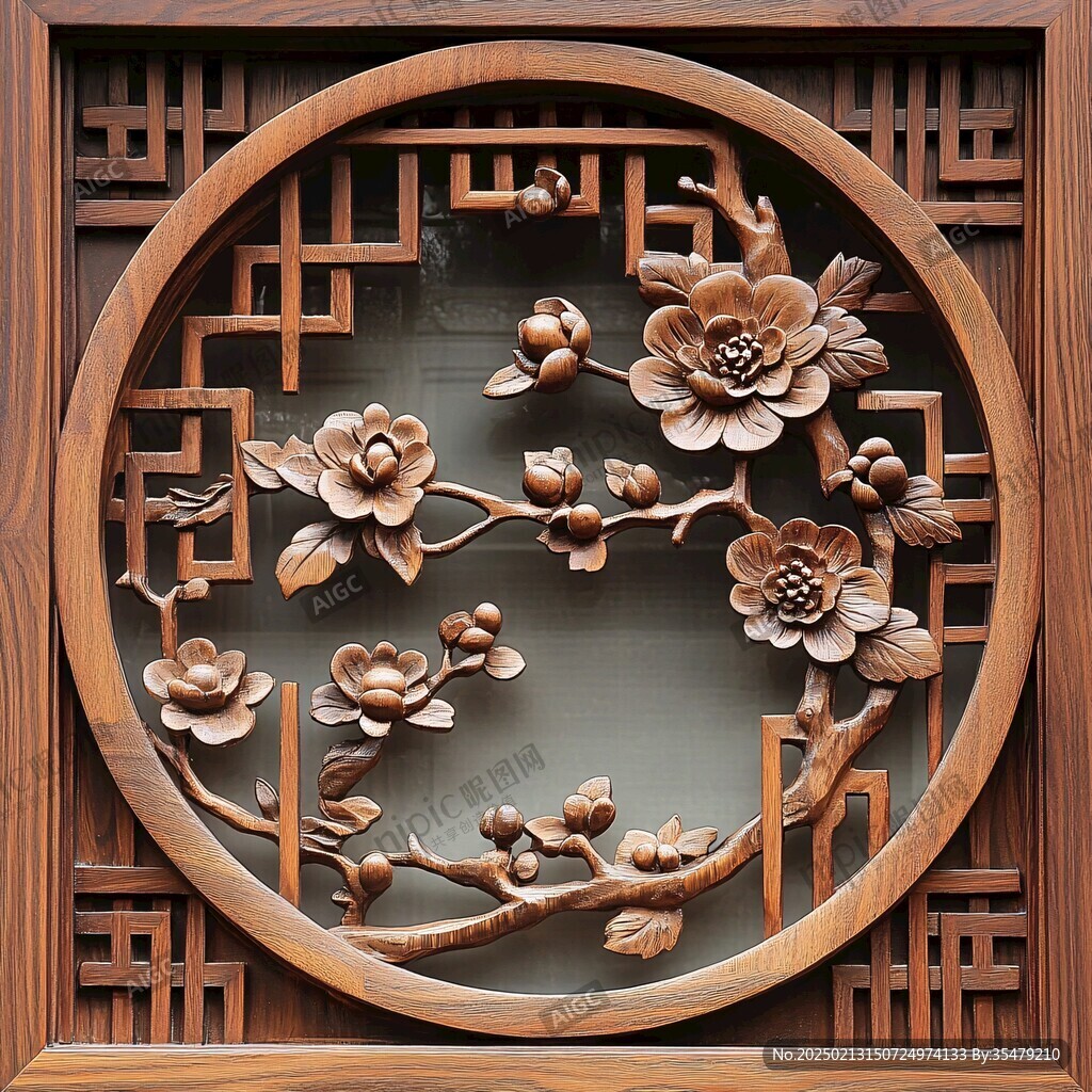 中式木雕花