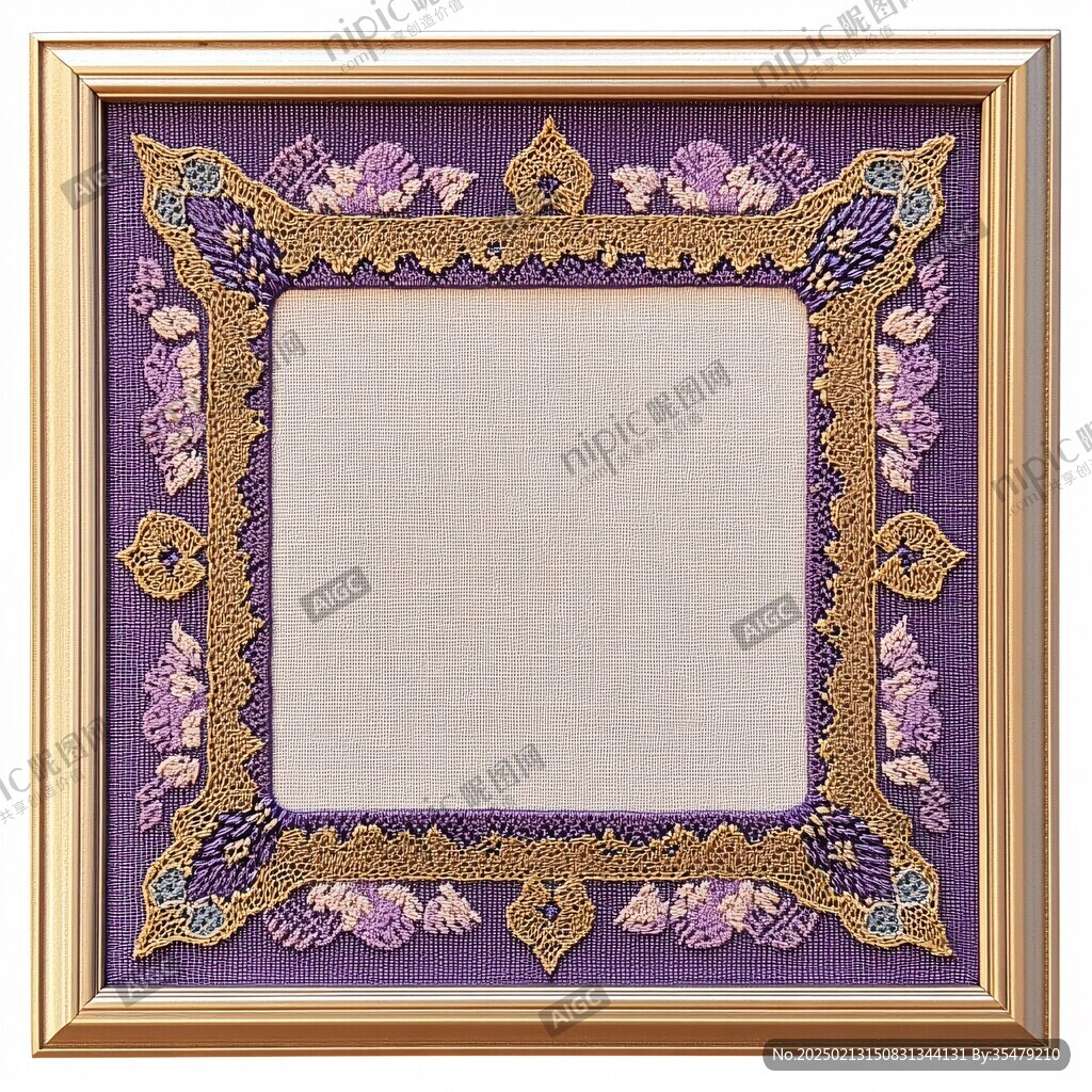 紫色镀金玻璃画