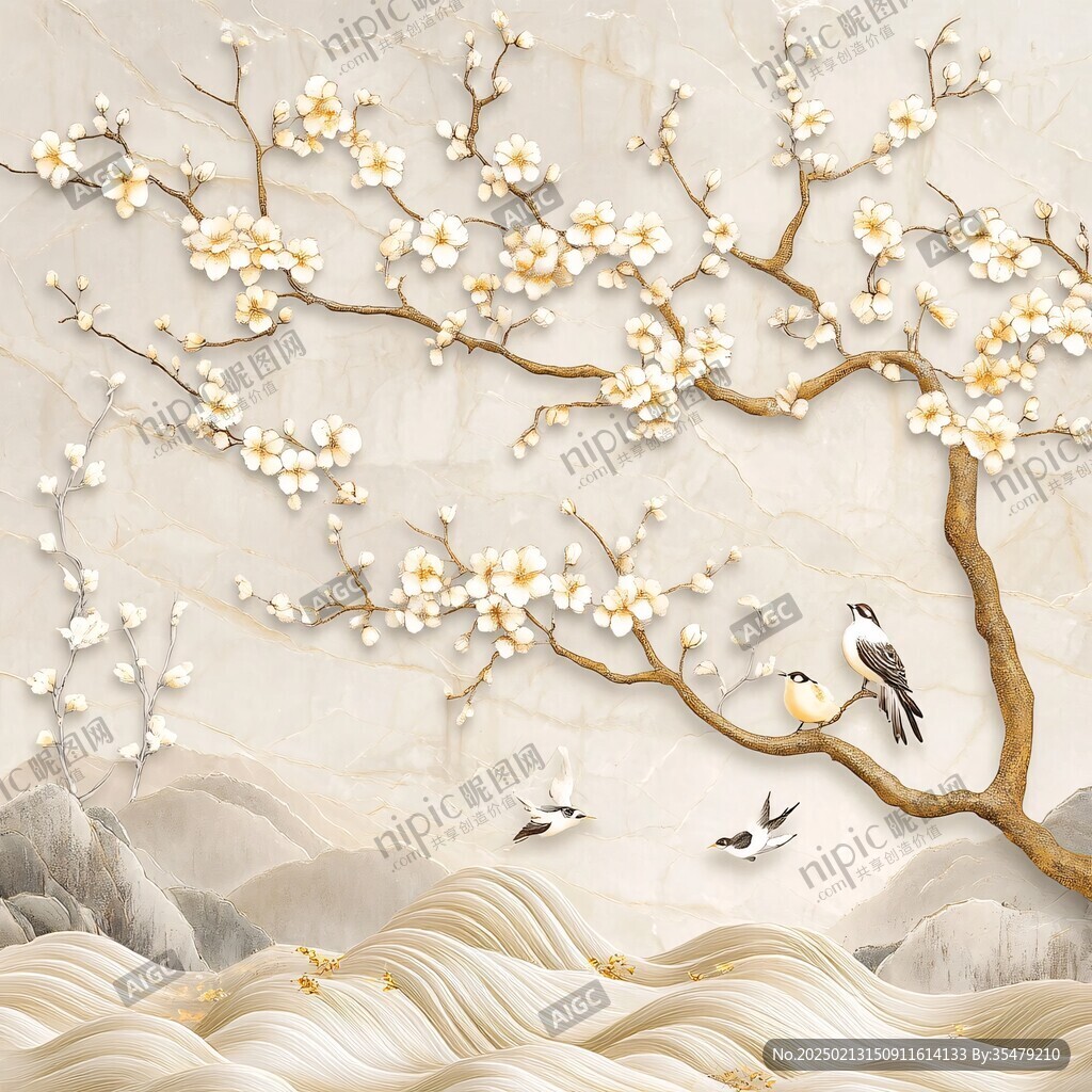 新中式梅花壁画