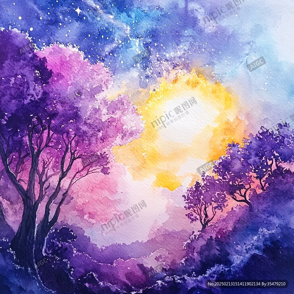 抽象昼夜山水