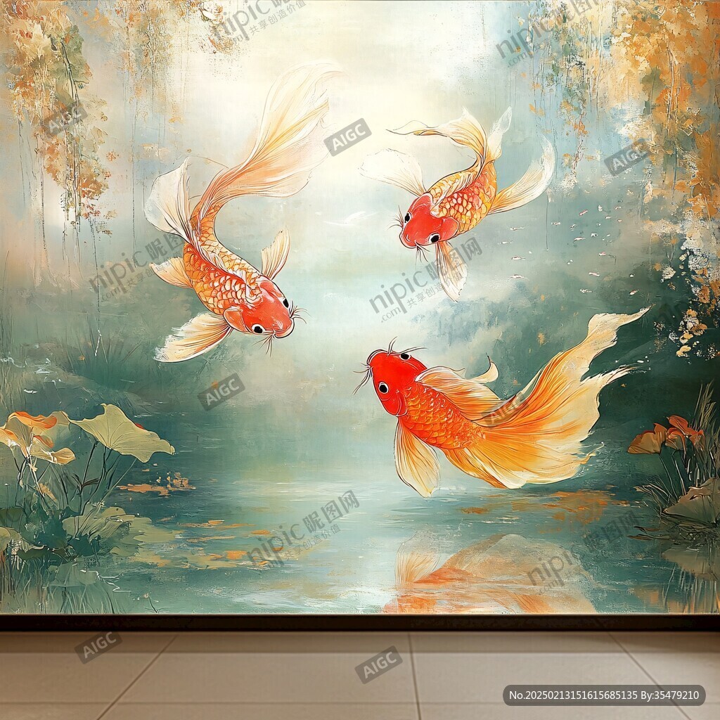 锦鲤墙纸壁画