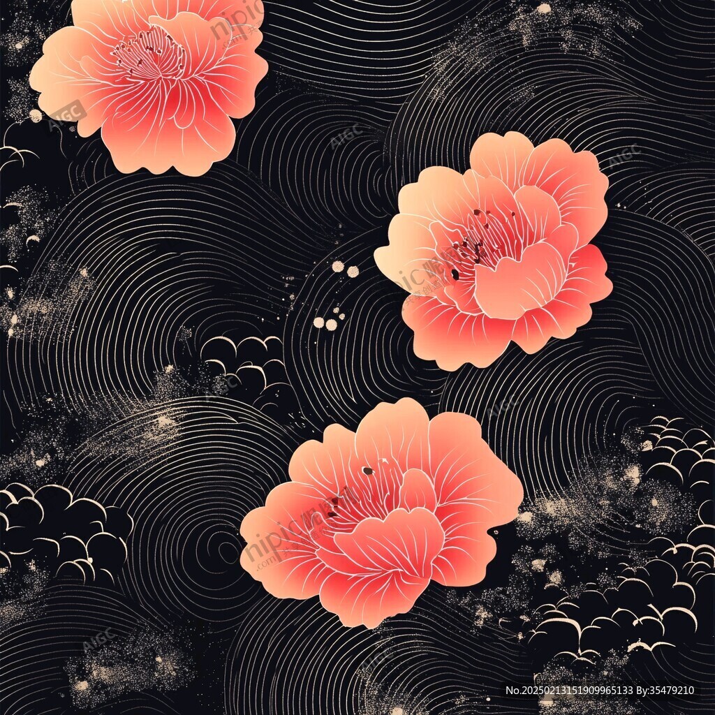 粉红色黑色梅花花纹