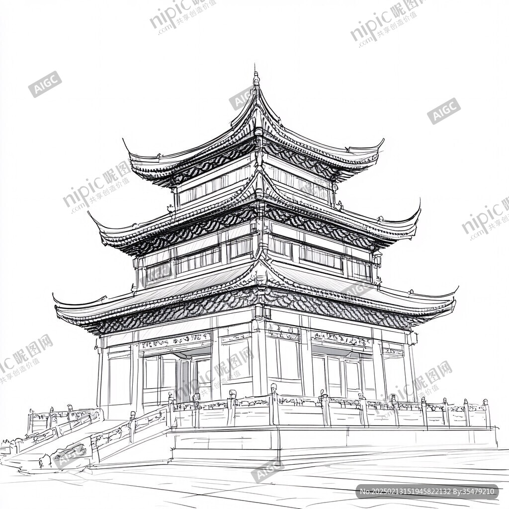 文济阁线稿