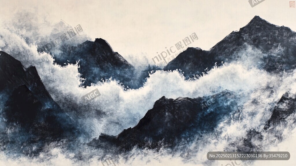 泼彩山水画