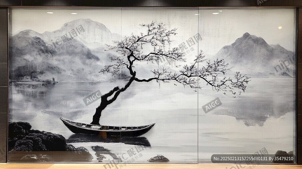 巨幅意境山水玻璃屏风