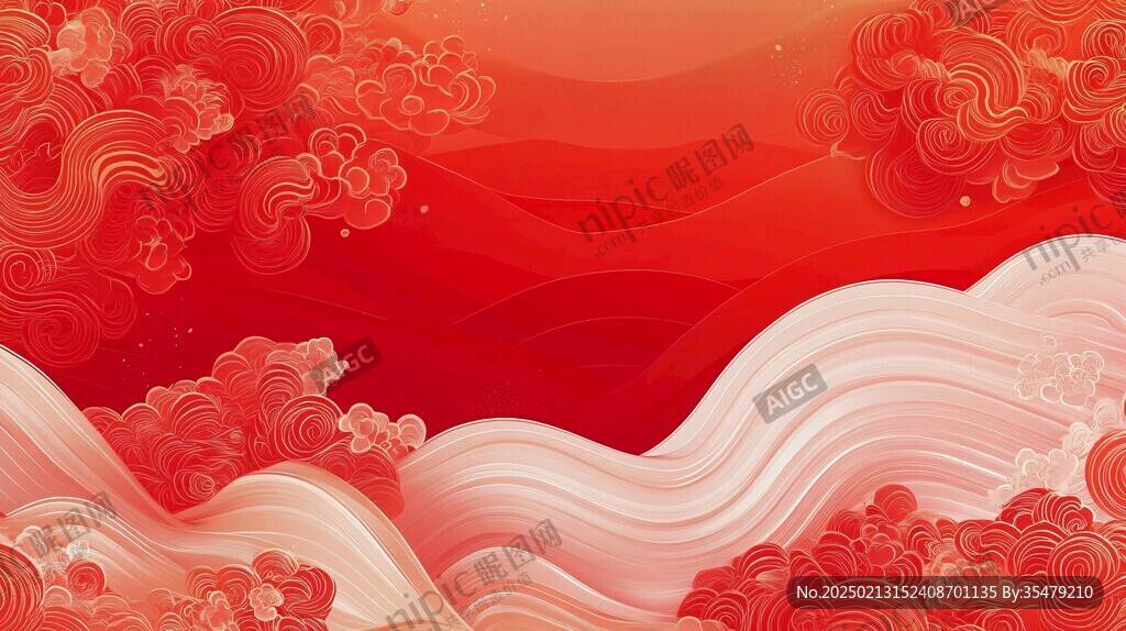 红色插画背景