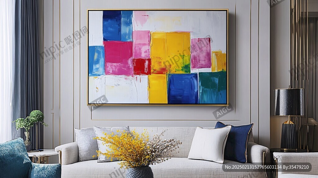 轻奢素雅色块挂画