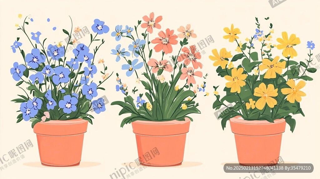 盆栽植物插画