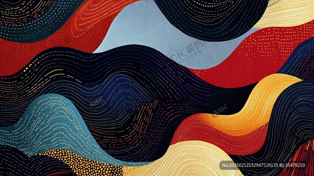 高端山水线包装插画