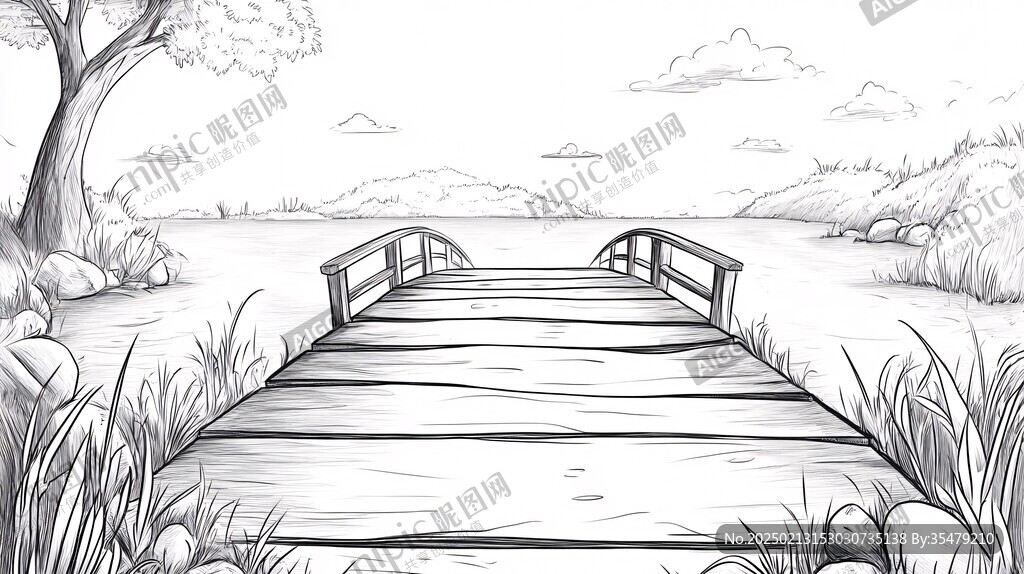 小桥插画