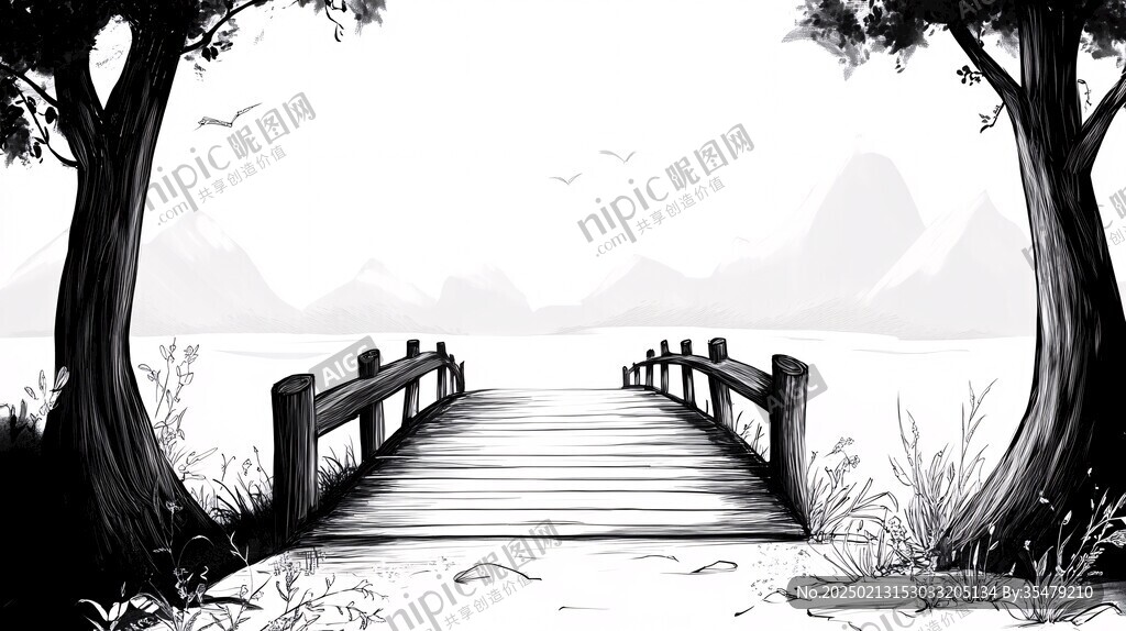 小桥插画