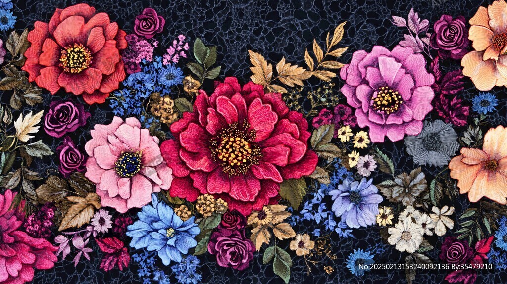 3d浮雕缤纷花卉