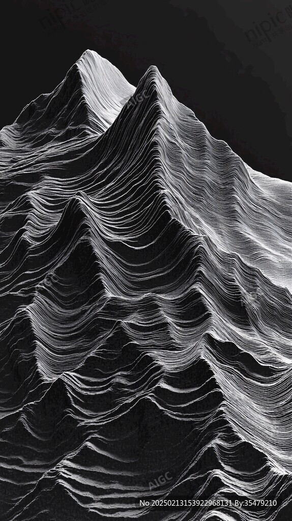 3d波浪线弧线弧形山