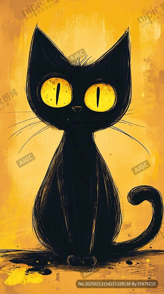 小黑猫插画