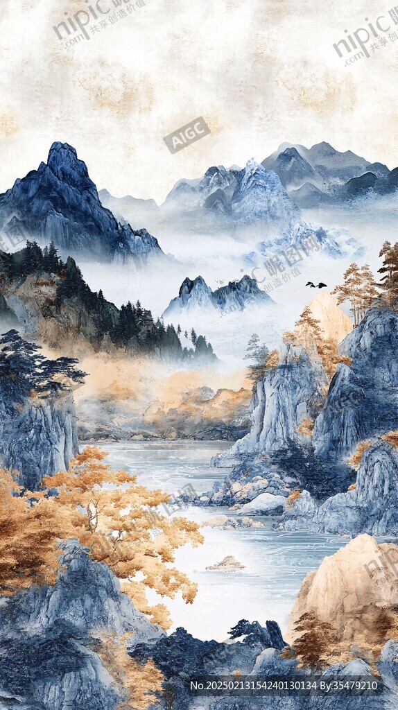 奢华质感山水装饰画
