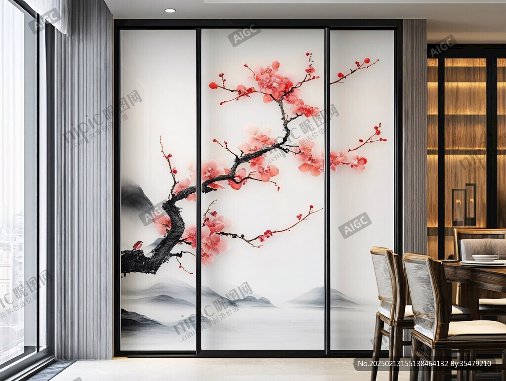 梅壁画墙纸