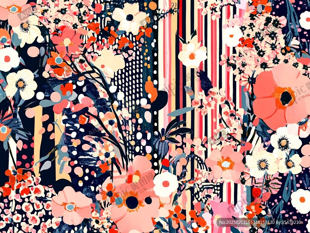 线条色块花卉