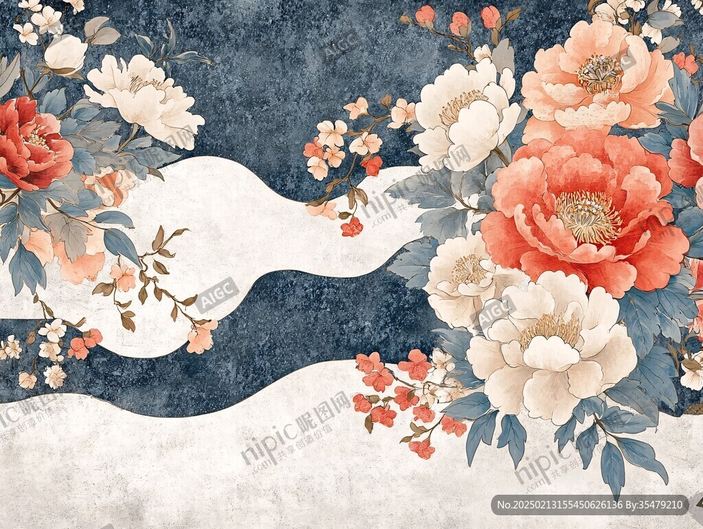 牡丹背景画