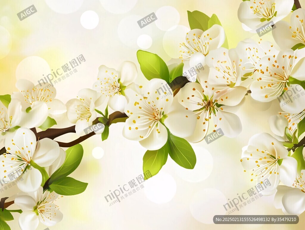 手绘苹果花桃花杏花