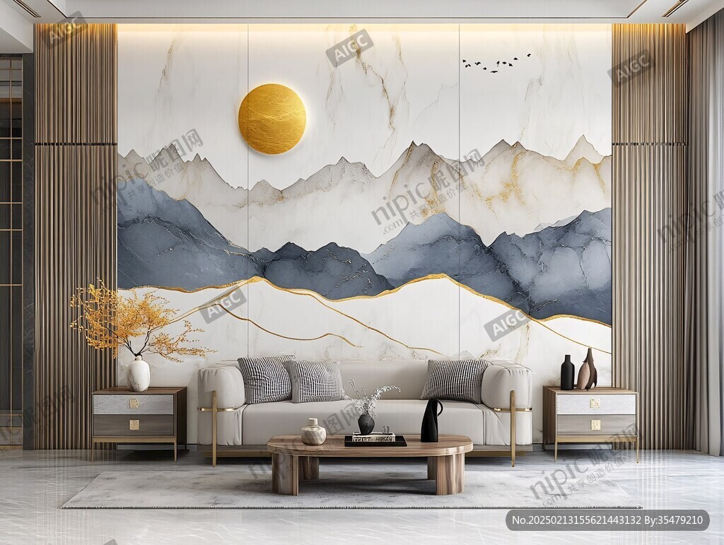 金线山脉客厅背景