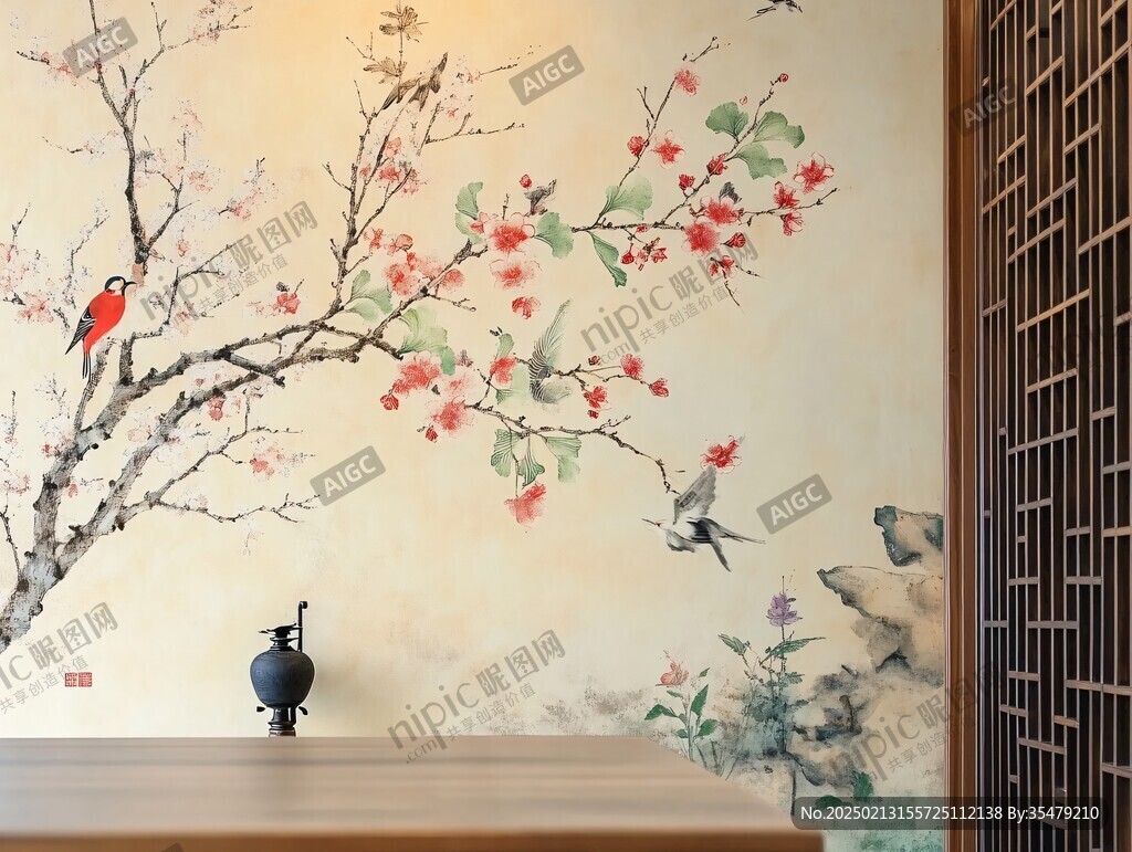 酒店花鸟背景