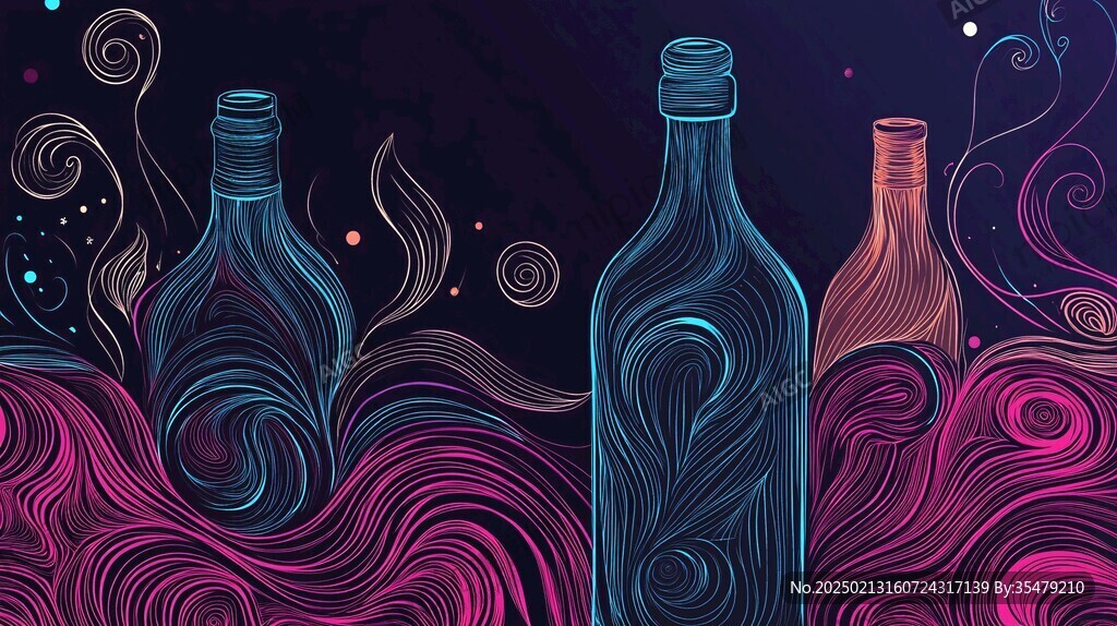 酒瓶抽象线条