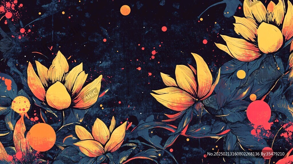 手绘花卉壁画