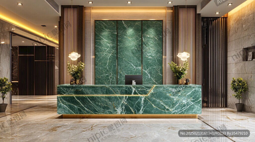 蓝色大理石迎宾区