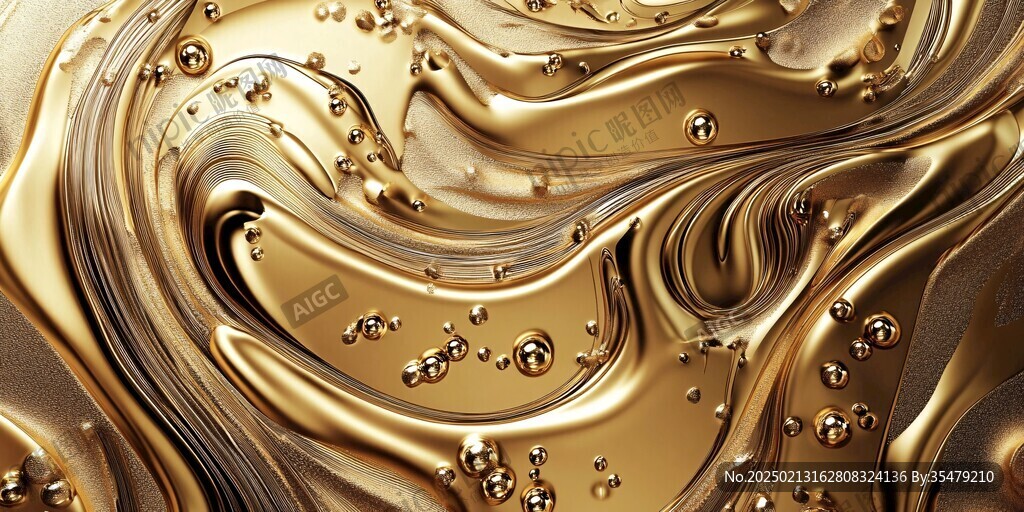 金色抽象流体纹理背景