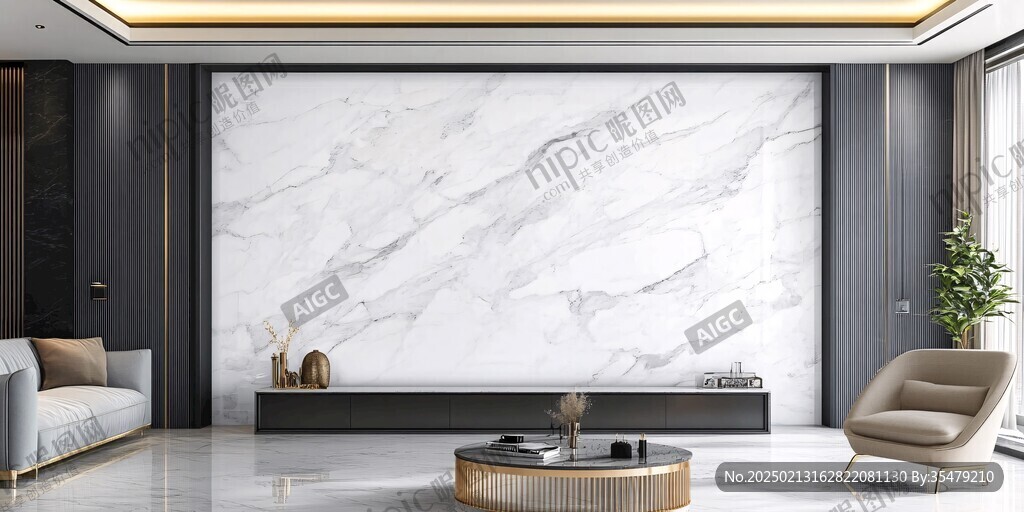 现代北欧大理石背景墙