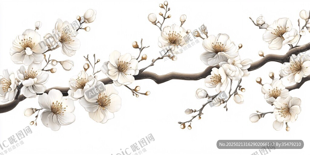 手绘梅花壁画