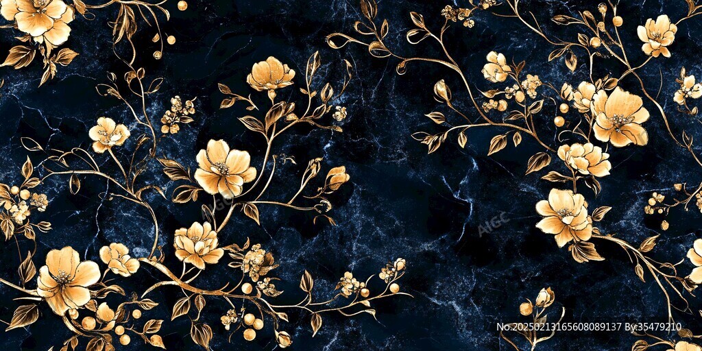 轻奢金线花鸟图