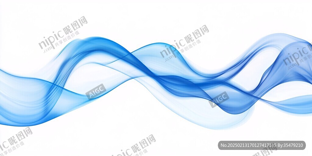 蓝色线条烟雾波浪